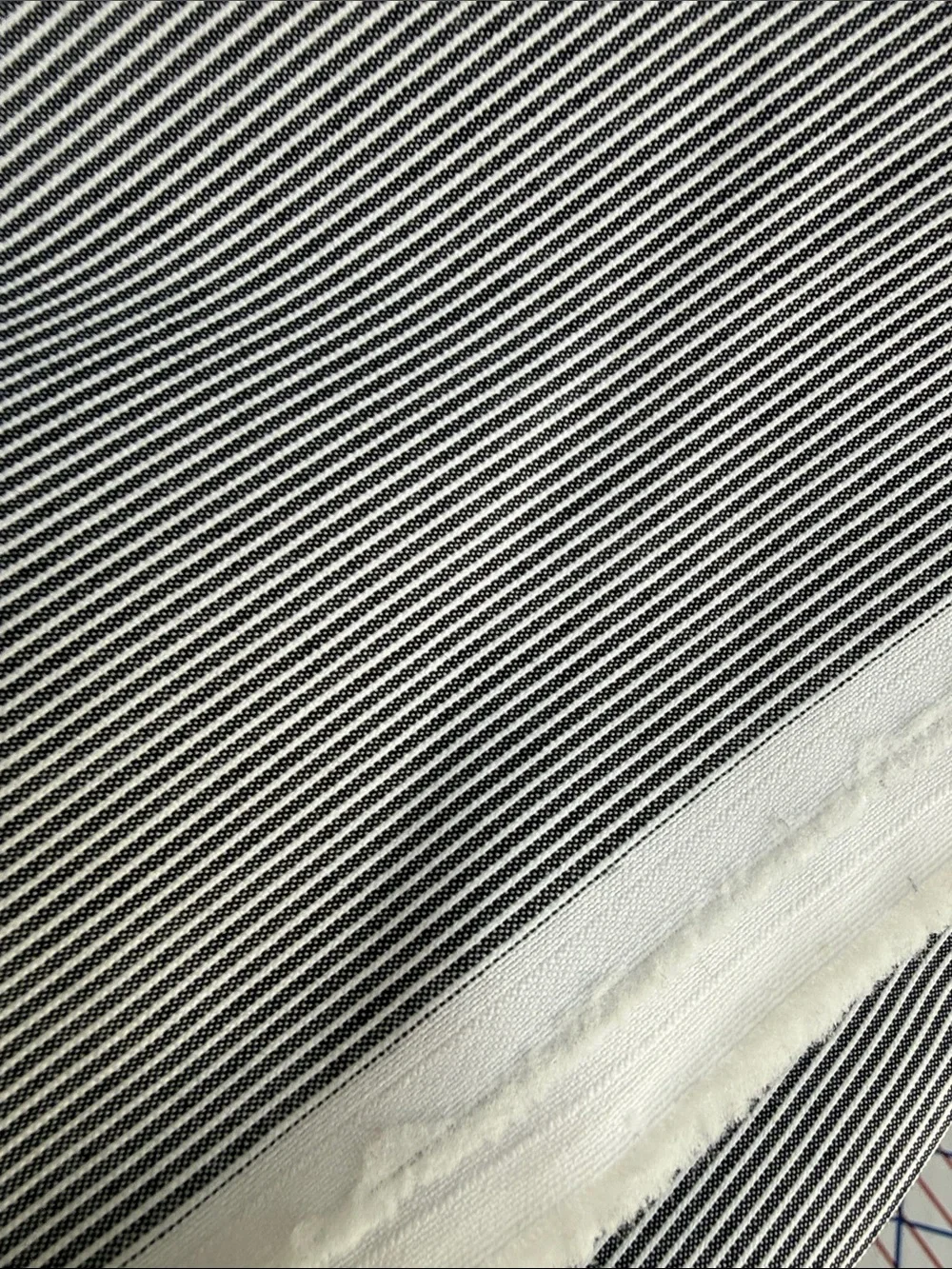Vintage Black White Ribbed Pinstripe Fabric 1 Yard x 64” Wide Textured Woven